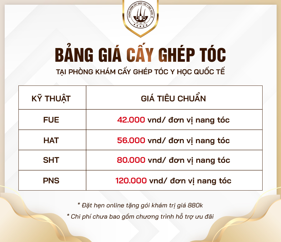 Bảng giá cấy tóc mới